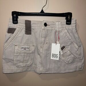 Urban Outfitters BDG Cargo Mini Skirt XS Sand Beige Utility Pockets Y2K BNWT New